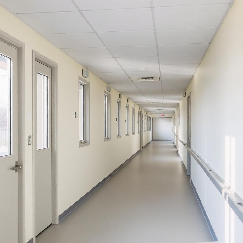 Ljus korridor i offentlig fastighet, exempelvis skola eller vårdinrättning